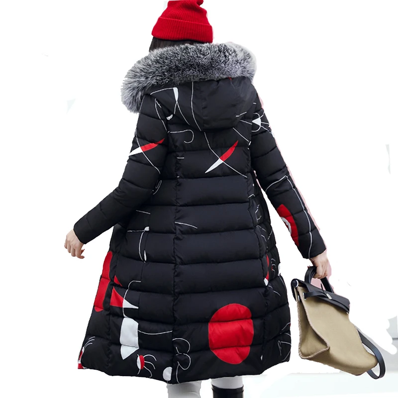 

Women Winter Thick Coat Both Two Sides Can Be Wear Big Fur Collar Hooded Outerwear Warm Down Cotton Jacket Female Parkas PJ77