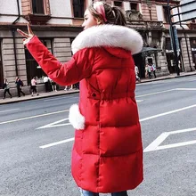 New Red Fashion Winter Jacket Parka Women Fashion Long Section Warm Slim 90% Down Jacket Casual Hooded Fur Collar Overcoat Ls204 jacket pregnant women 2018 new style fashion casual pure winter warm hats long section pregnant women jacket