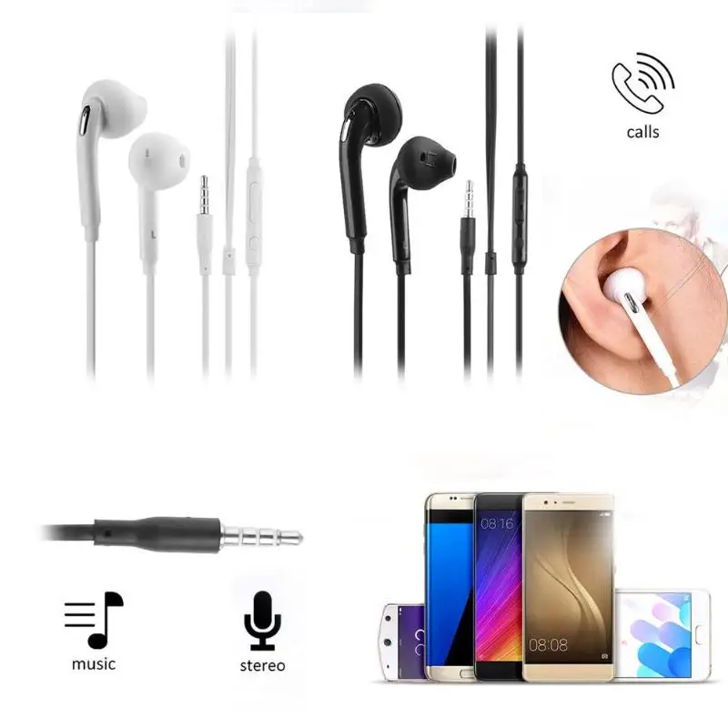

Flat 3.5mm Aux Wired Earphone Earpiece In Ear Earbuds Headset Headphone for Samsung S6 Note4 Android Smart Phone