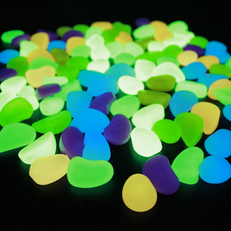 100 pcs of beautiful chromic colourful fluorescent stones for fish tank ...