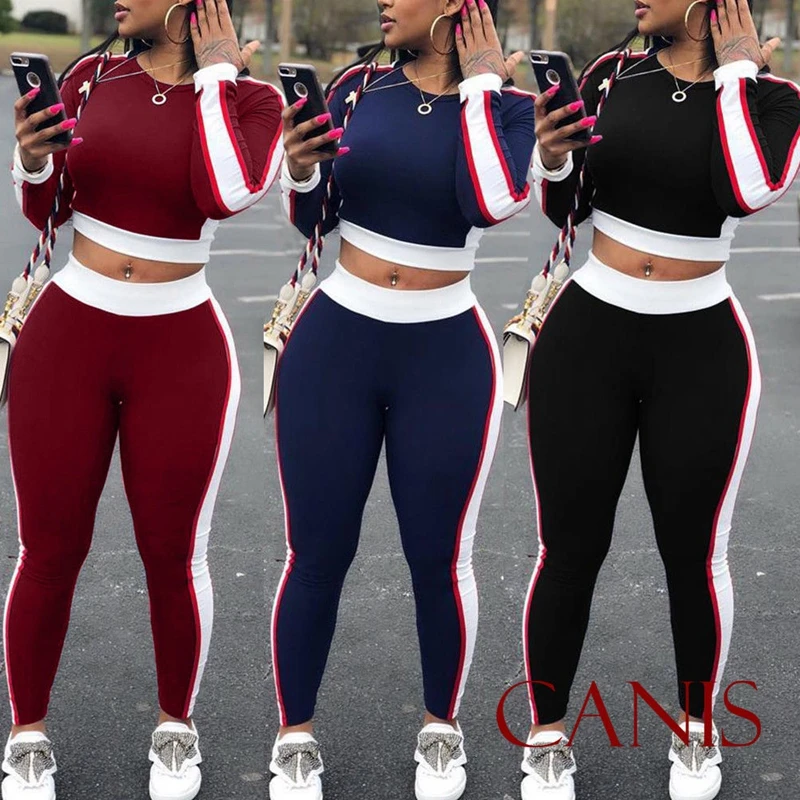 2Pcs Women's Tracksuit Hoodies Sweatshirt Pants Sets Wear Casual Suits