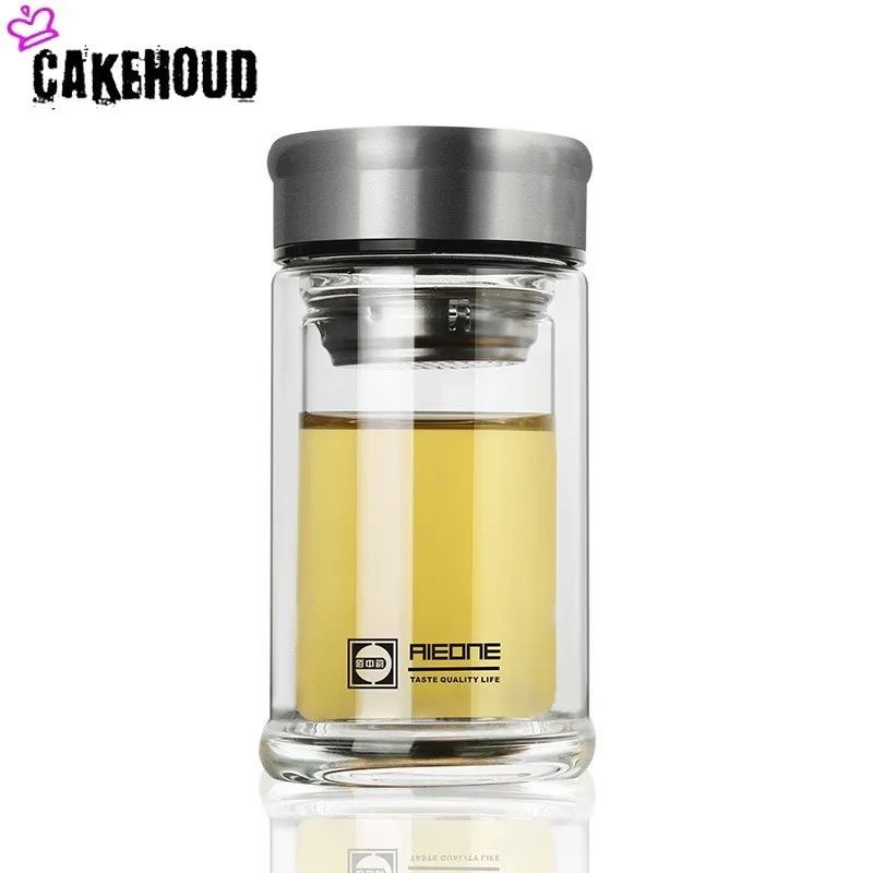 

CAKEHOUD New Double-layer Glass Water Bottle Thickening Insulation Household Tea Cup Coffee Cup Portable Outdoor Water Bottle