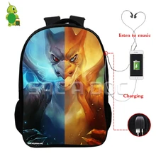 Pokemon Charizard Charmander Сплит ноутбук рюкзаки многофункциональный USB зарядка Разъем для наушников школьные сумки для подростков дорожные сумки