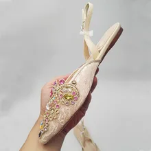 High Quality Lace Crystal Embellished Slingback Shoes Pointed Toe String Bead Wedding Ballerinas Cut-out Women Flats High Quality Lace Crystal Embellished Slingback Shoes Pointed Toe String Bead Wedding Ballerinas Cut-out Women Flats