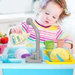 Моделирование кухня игрушка Дети играть дома маленький бассейн головоломки раковина мытья посуды набор для мальчиков и девочек