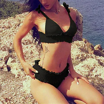 

Women's Push-up Padded Bra Bikini Set Elastic Waist Swimsuit High Waist Swimwear Beachwear Bathing Suit Maillot De Bain Femme