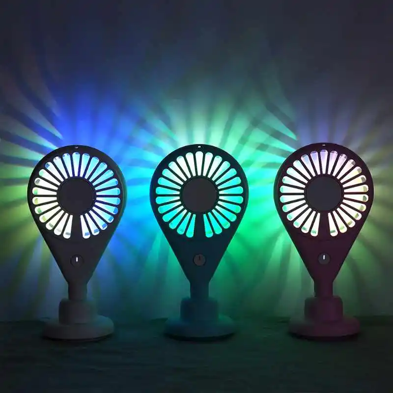 New Hot Portable Cold Wind Mini Fan Ambient Light Table Desktop Handheld Fan For Travel Outdoor Home Office