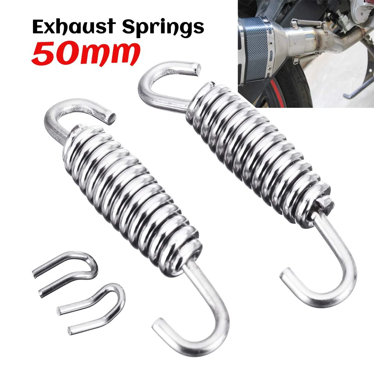 2 Pcs 64mm Short Hook Tension Spring For Motorcycle Exhaust Pipe Stainless Steel 