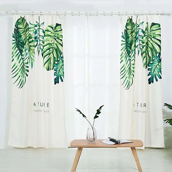 

Nordic Palm Printed Blackout Curtains for Living Room Green Leaves Palm Tree Veil Liner Bedroom Window Treatments #3