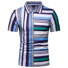 2019 Free Shipping New Summer Men's Short Sleeve Polo Shirt Male Contrast Color Stripe Print Slim Lapel Casual Mens Polo Shirt 2019 Free Shipping New Summer Men's Short Sleeve Polo Shirt Male Contrast Color Stripe Print Slim Lapel Casual Mens Polo Shirt