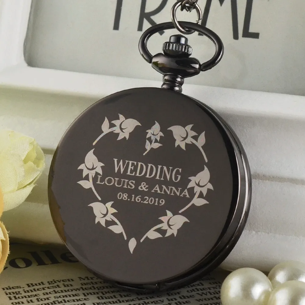 

Personalized Retro Black Quartz Pocket Watch Necklace Pendant Religions Watches Chain Clock Gifts Women Men Wedding Collectibles