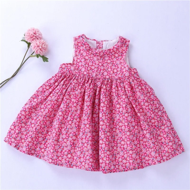 Летнее платье с цветочным рисунком для девочек; Хлопковое платье принцессы с красным цветочным принтом; Детские платья для девочек; платье для дня рождения; школьная детская одежда