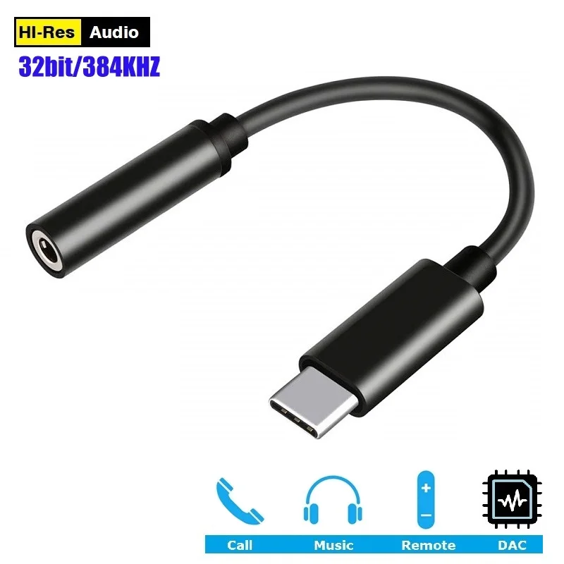 Günstige Typ C 3,5 Jack Kopfhörer USB C zu 3,5mm AUX Digital Audio Adapter DAC 32 Bits 384 KHZ für Pixel 3 3XL Mate 20 P30 Oneplus 7 Xiaomi