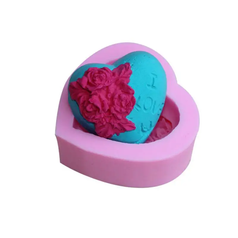 

Soap Form I Love You Rose Heart Pattern Soft Pottery Jelly Handmade Soap Mold Fondant Cake Chocolate Decorating Silicone Mold