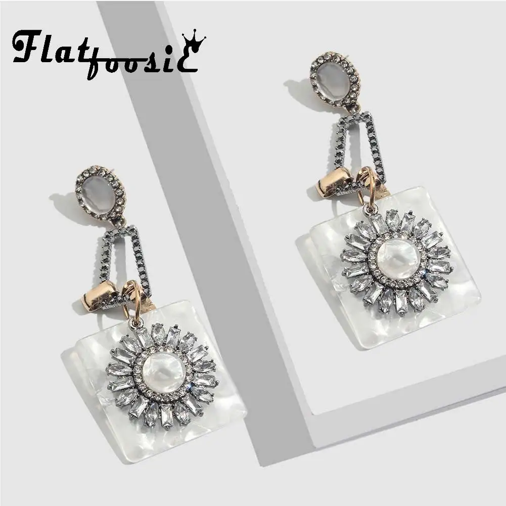 Женские серьги с кристаллами Flatfoosie модные длинные серьги-подвески в стиле бохо
