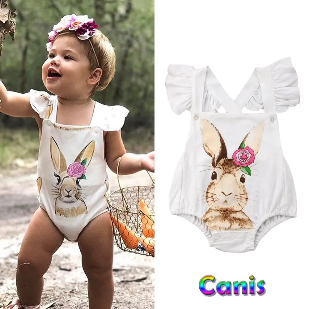 

Easter Peter Rabbit Printed Bodysuit Infant Baby Girls Summer Sleeveless Backless Jumpsuit Playsuit Clothes One-pieces Bodysuits