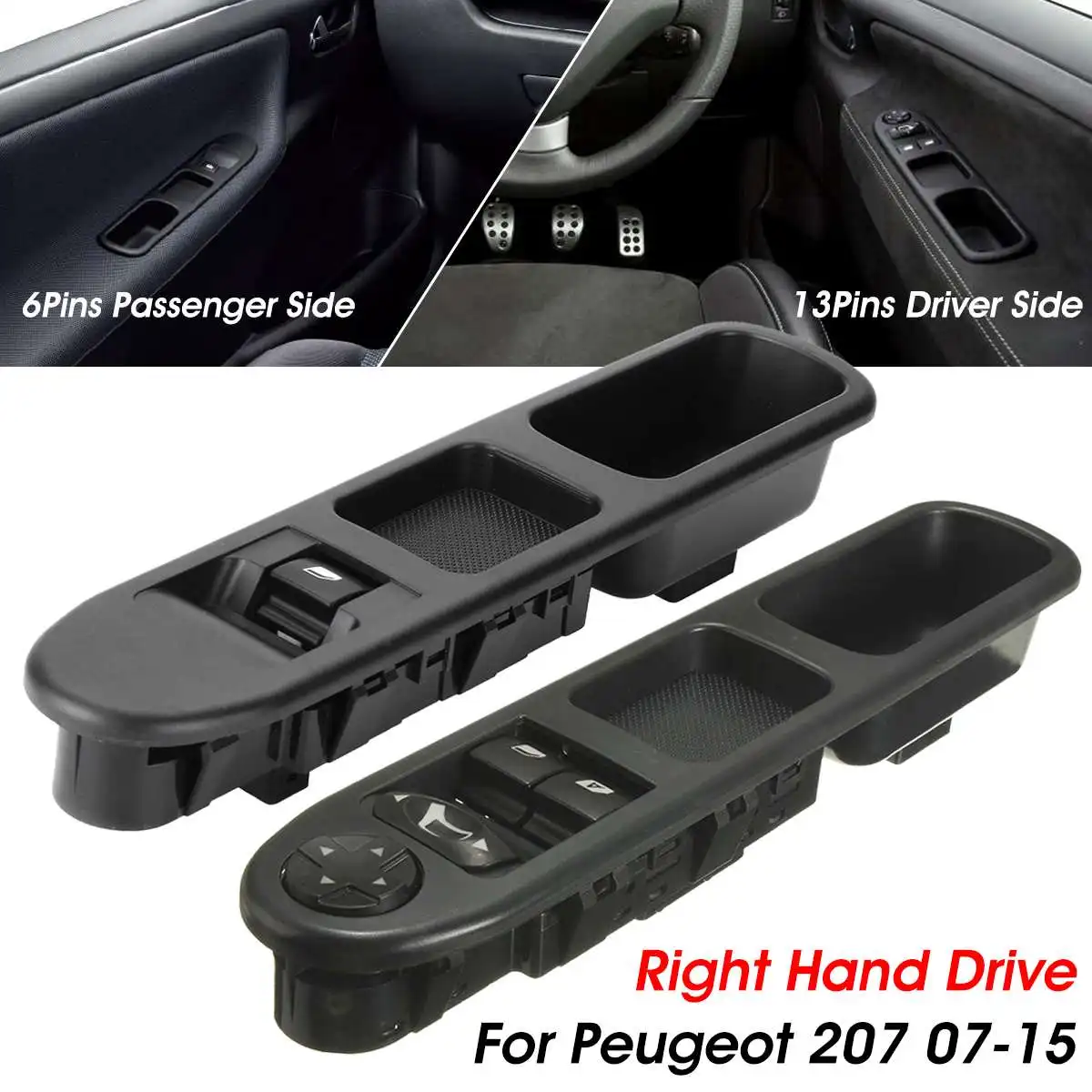 

RHD Car Window Control Switch Button Electric Power Master 6490HQ 6554HJ 6554.QC 6554QL For Peugeot 207 2007-2015