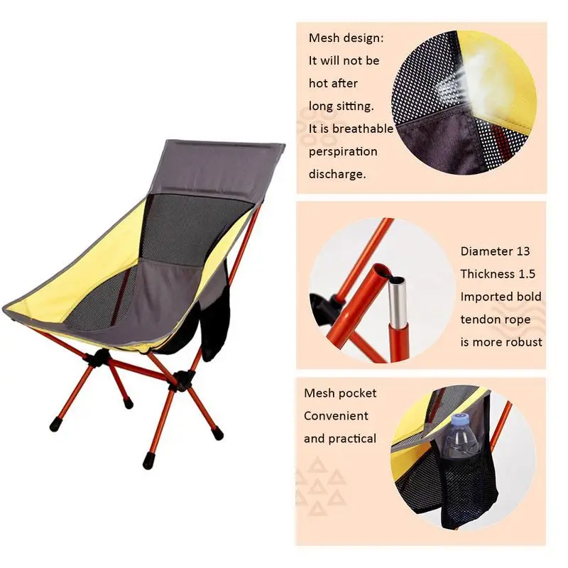 

Outdoor Folding Fishing Chair With Storage Bag Portable Aluminum Alloy Home Fashion Chair Mesh Design Drinking Tea Accessory