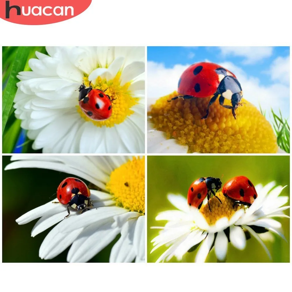 

HUACAN Diamond Embroidery Ladybug And Flower 5D DIY Diamond Painting Animal Full Square Picture Rhinestone Mosaic Decor Home