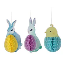 3pcs Easter Decorations 3D Vivid Easter Eggs Easter Bunny Ornaments For Easter Spring Party Decorations Table Centerpiece