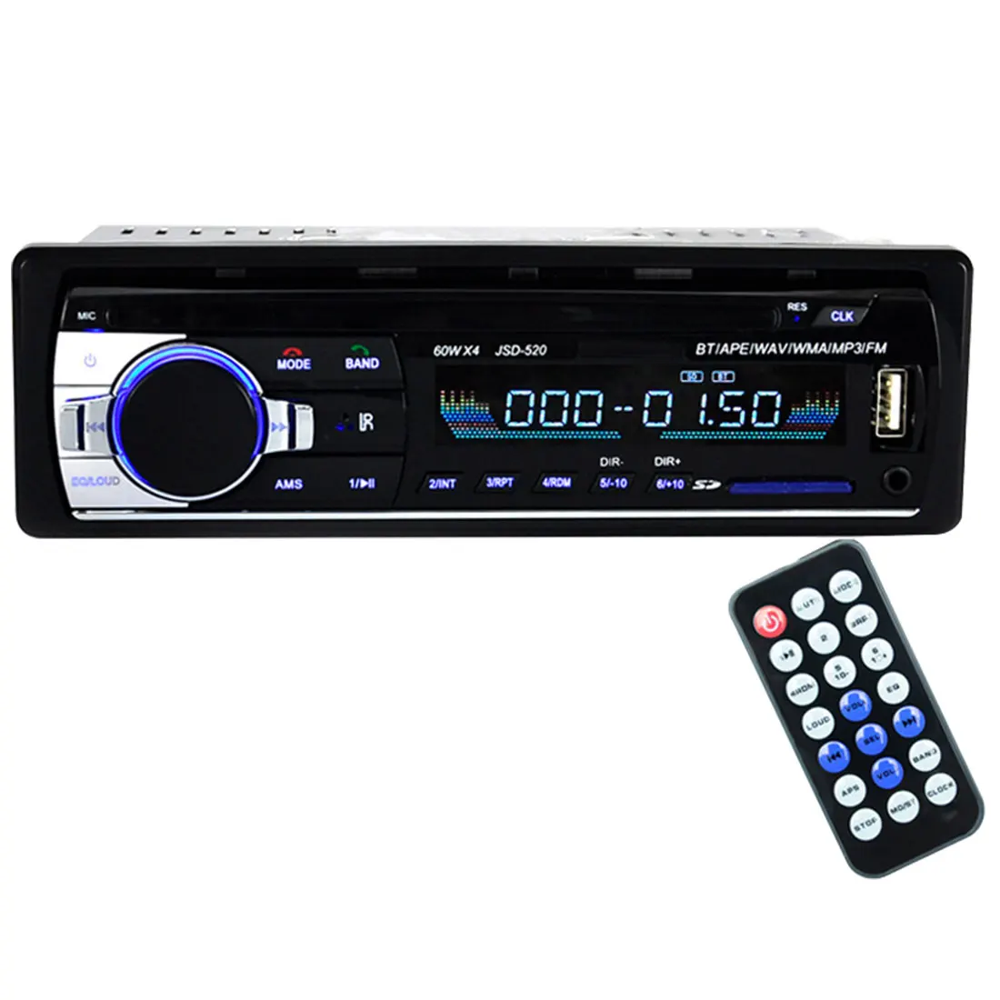 12 В Bluetooth Стерео FM радио MP3 аудио плеер 5 в зарядное устройство USB AUX Авто Электроника сабвуфер в-dash 1 DIN Авторадио