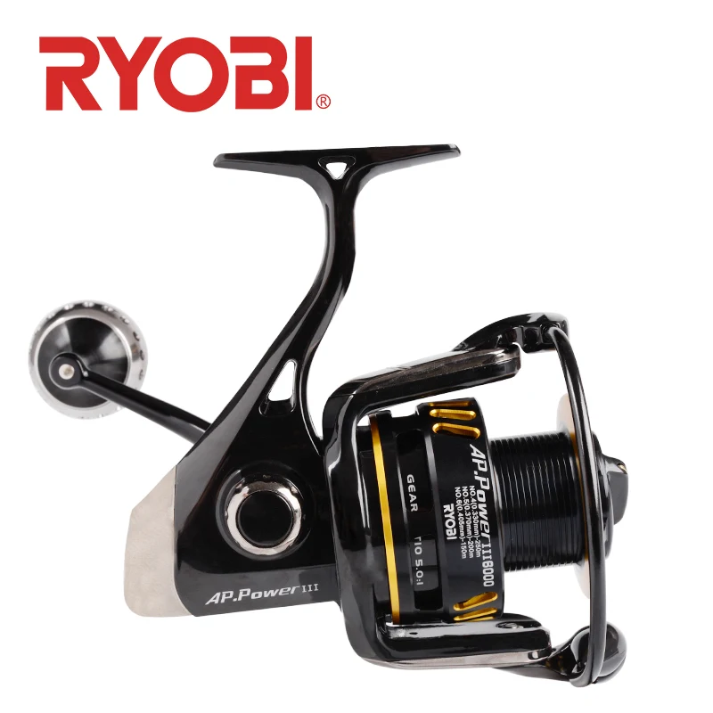 RYOBI AP الطاقة III الغزل الصيد بكرة 6000/8000/10000 والعتاد نسبة 5.0: 1 carretilha دي pesca الجسم المعدني الكامل الصيد بكرات