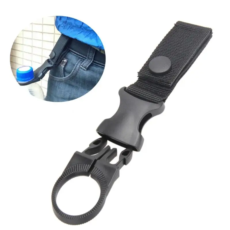 

Outdoor military Nylon Webbing Buckle Hook Water Bottle Holder Clip EDC Climb Carabiner Belt Backpack Hanger Camp