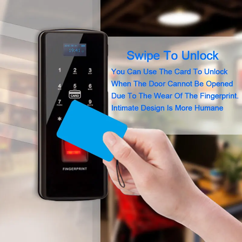 Glass Door Lock Electric Fingerprint Lock Electronic Digital Door Lock With Touch Keypad Smart Card Remote Control Office Home  
