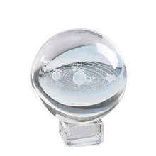 3D Solar System Crystal Ball Planet Glass Ball Crafts Earth Miniature Model Home Decoration Astronomy Gift Decoration 80Mm Dec earth system history