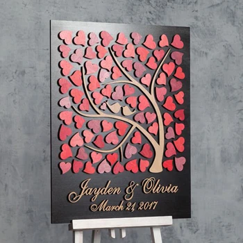 

Unique 3D Wedding Guest Book Alternative Wooden, Hearts Guestbooks Tree, Unique Guest Book Wedding ,Custom Name Guestbooks Ideas