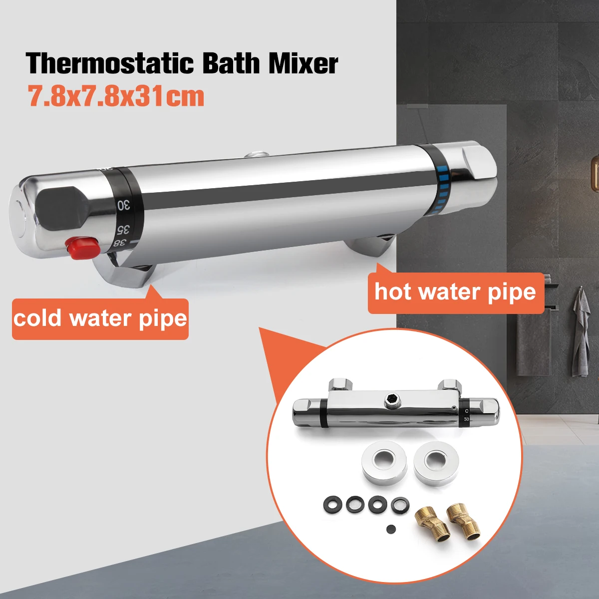 Xueqin Термостатический смеситель для ванны, душевой клапан, нижний кран, настенный кран для ванной комнаты, горячий и холодный латунный смеситель, кран для ванны