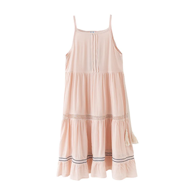 2019 Summer Sleeveless Chiffon Maxi Dresses Children Sling Sundress kids Princess Party Frocks Big Girls Boho Beach Vestidos | Детская