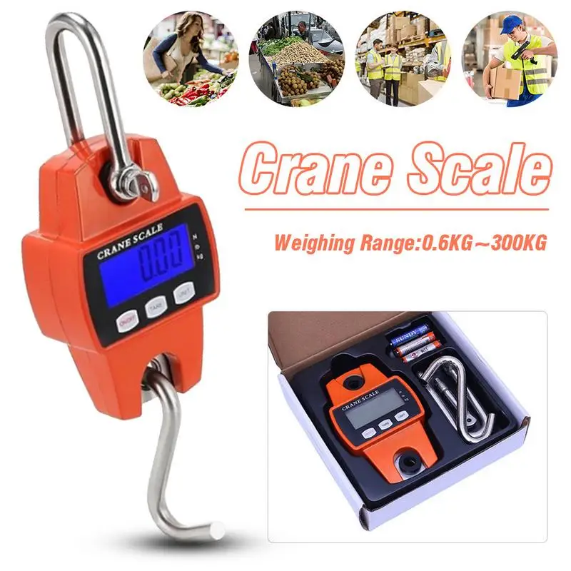 

0.6kg-300kg Voilamart Mini Electronic Digital Hanging Scale LCD Display 300 KG 660 LBS Heavy Duty Crane Scale Weighing Tool