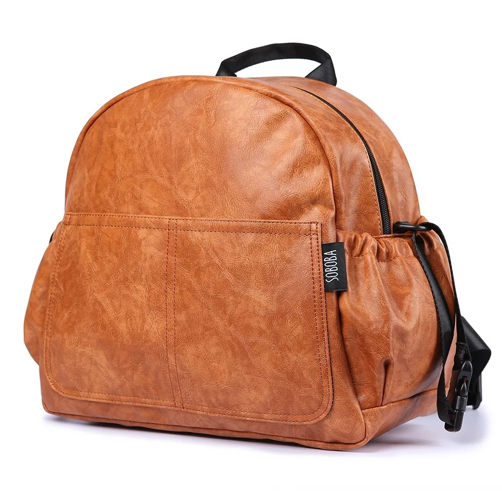 Stylish Large Capacity Brown Baby Bag Backpack for Mother Stroller Bag with Straps Vintage Maternit