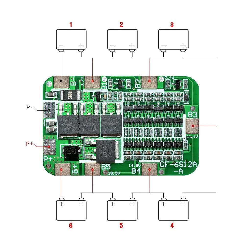 6S 15A 24V PCB плата защиты BMS для 6 пакетов 18650 литий-ионная литиевая батарея сотовый модуль diy kit