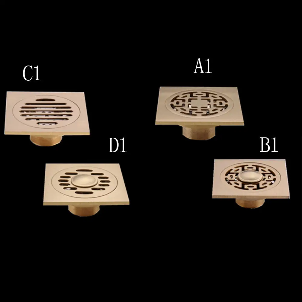 Аксессуары для ванной комнаты квадратной душей из цельной латуни решетка слива, масло потертый Бронзовый пол