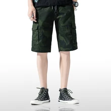 4XL мужские шорты модные камуфляжные пляжные мужские шорты Карго повседневные камуфляжные хлопок военные карманы шорты-бермуды Короткие мужские