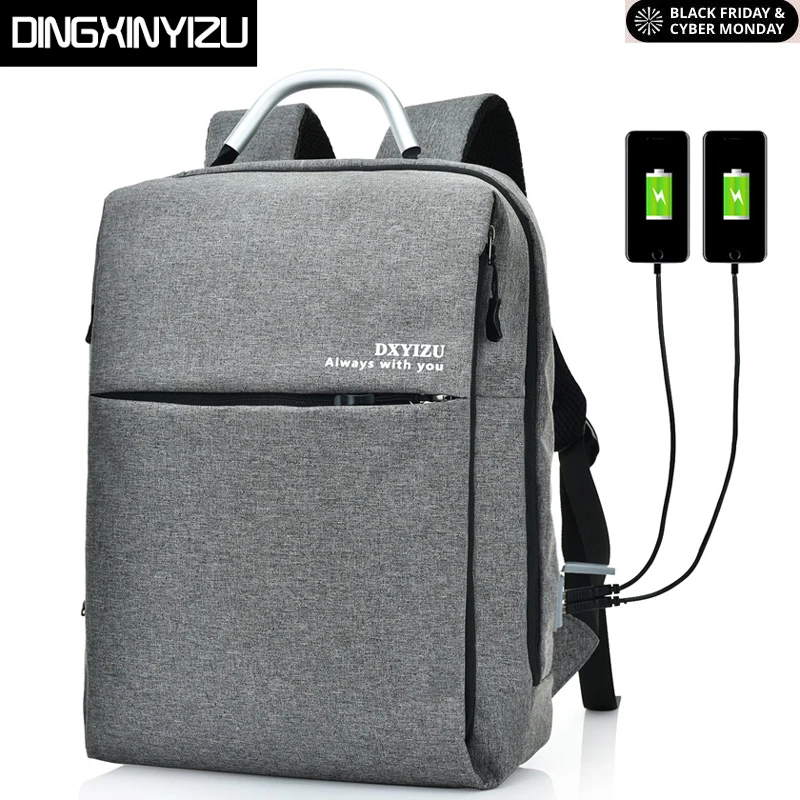 

DINGXINYIZU Vintage Men Canvas Backpack Male USB Charge Laptop Student School Backpack for Teenager Women Casual Travel Rucksack