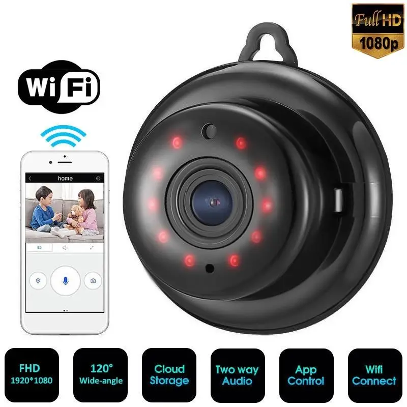 

1080P Mini Wireless Security Viewer Camera Night Vision IP With Wide Angle Viewing And Motion Detection Camera With US / EU Plug