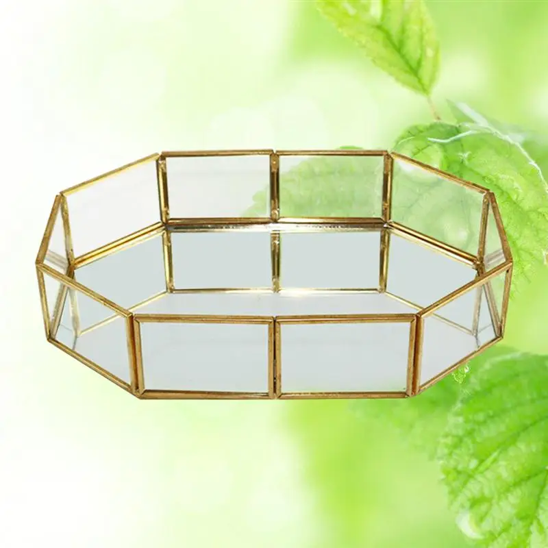 1 pc المزخرفة الزجاج منظم أدوات التجميل صينية مضمد طبق عرض حامل للعطور كونترتوب الغرور مجوهرات حلية