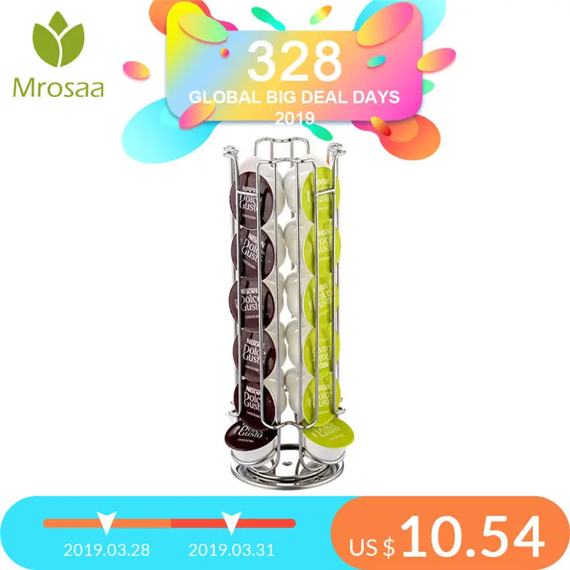 

New Metal Coffee Pods Holder Iron Chrome Plating Stand Coffee Capsule Storage Rack for 24pcs Dolce Gusto Capsule