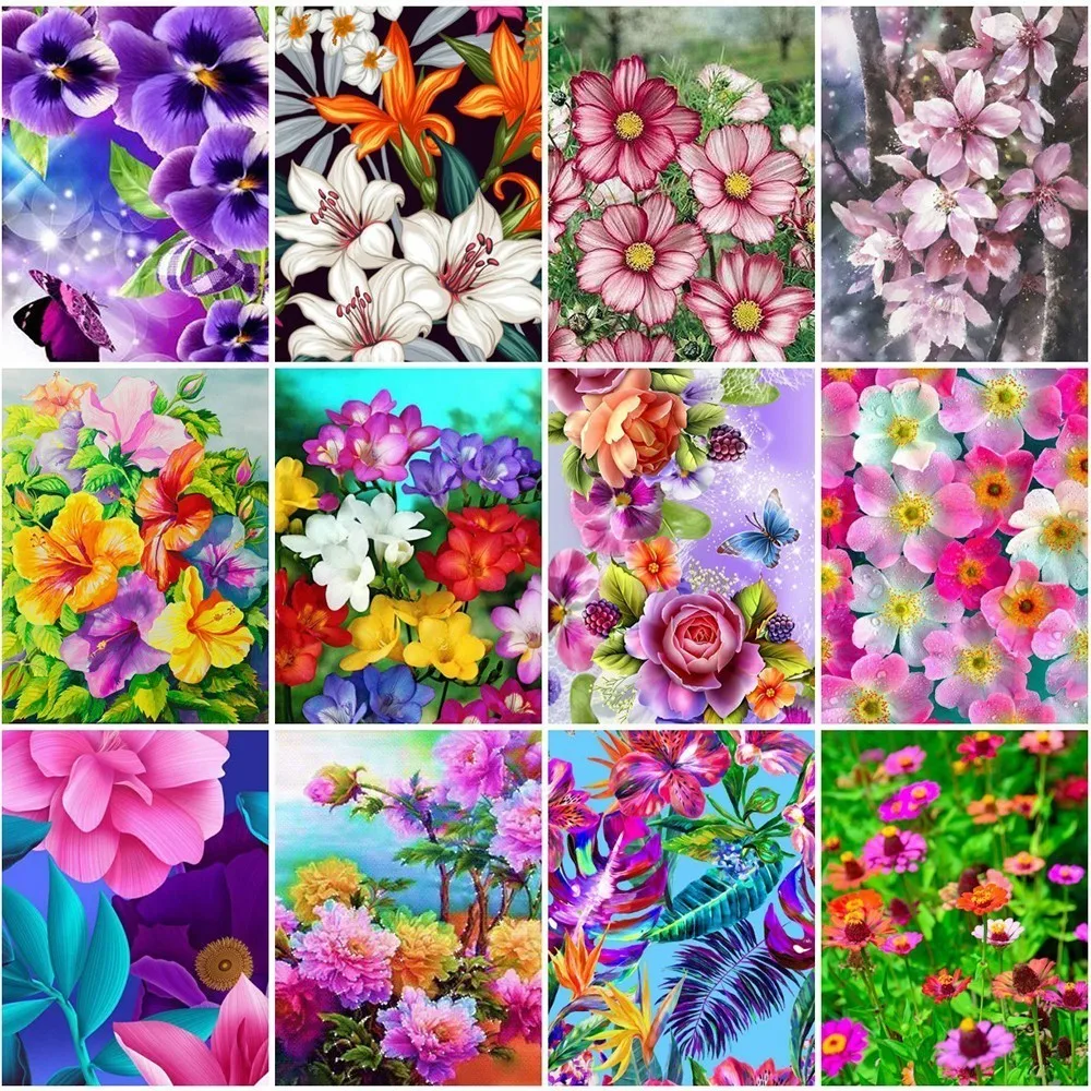 

Huacan Full Square Drill Diamond Embroidery Flower 5D DIY Diamond Painting Cross Stitch Mosaic Rhinestone Decor