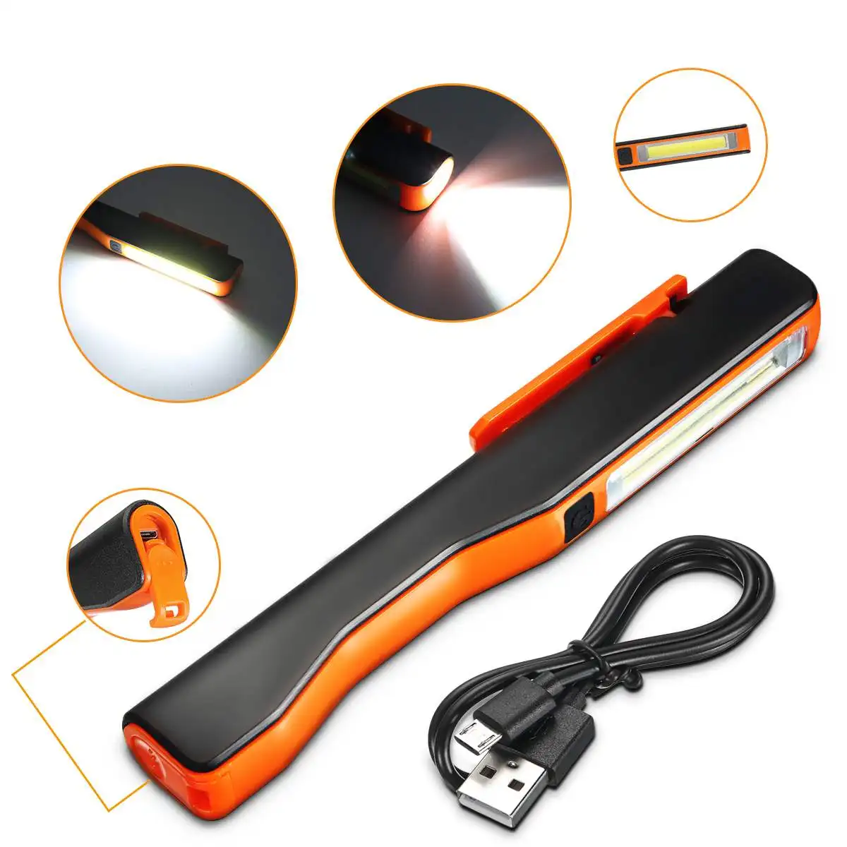 

LED Work Light Flashlight Portable Rechargeable Magnetic Pen Clip Hand Torch Inspectio Lamp Pen Spotlights