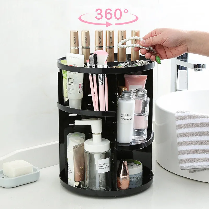 Mrosaa 360-degree Rotating Makeup Organizer Box Brush Holder Jewelry Organizer Case Jewelry Makeup Cosmetic Storage Box Mrosaa 360-degree Rotating Makeup Organizer Box Brush Holder Jewelry Organizer Case Jewelry Makeup Cosmetic Storage Box