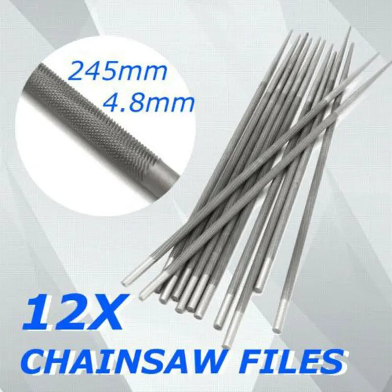 

12x 3/16" 4.8mm Round Chainsaw Chain Saw Files Filing Sharpener For Woodwork