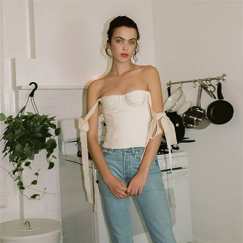 Summer Sexy Tanks Solid Women Camis High Quality Sexy Crop Top Off Shoulder Bow Spaghetti Strap Tops Summer Sexy Tanks Solid Women Camis High Quality Sexy Crop Top Off Shoulder Bow Spaghetti Strap Tops