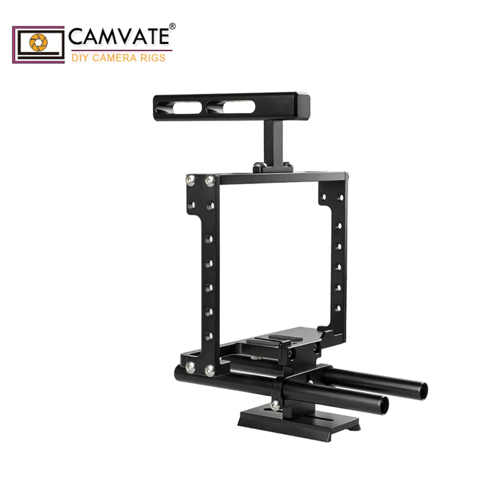 CAMVATE Выдвижная стандартная клетка комплект для DSLR камеры s с QR Manfrotto Baseplate C1908 камера фотографии аксессуары