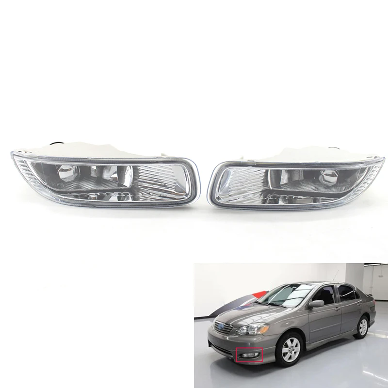 

2pcs Set 03 to 04 for Toyota Corolla Clear Bumper Fog Lights Driving Lamps Bulbs Kit