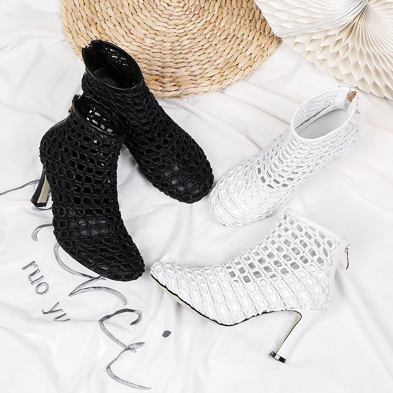 D638 Chaussures Blanc Dentelle D'emballage En Fermeture Talons Hauts Femmes De Pour Soirée D'été À 8 Glissière Femme white 5 Pompes Cm Boîte Black Cuir Style 2 rqrEPB