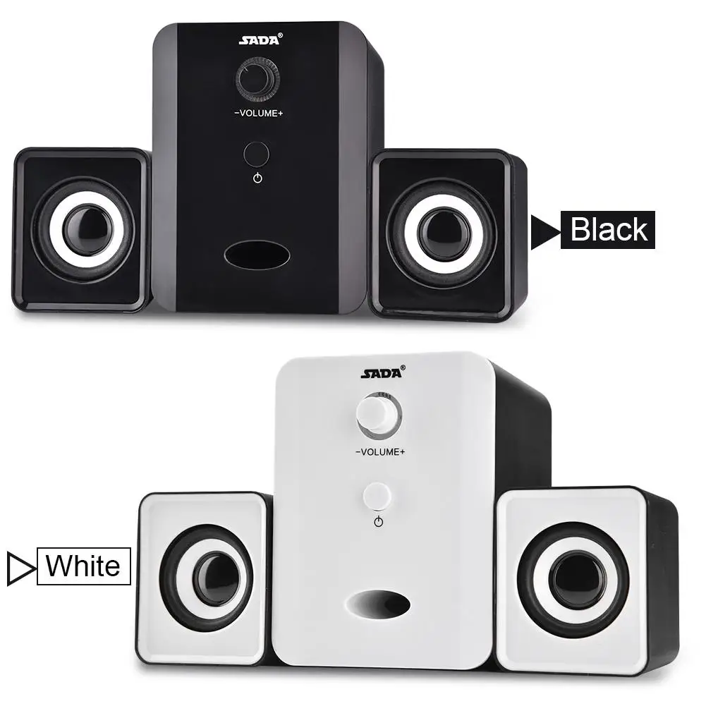 

SADA D-201 USB Wired Combination Speakers Computer Speakers with Subwoofer Bass Stereo Music Soundbar Box for Tablet PC Phones